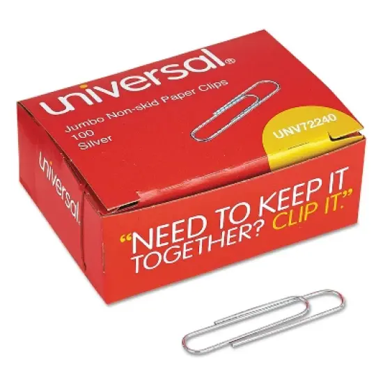 Universal Jumbo Nonskid Paper Clips Silver 100/Pack 10 Packs/Box ( AZRUNV72240) image {3}