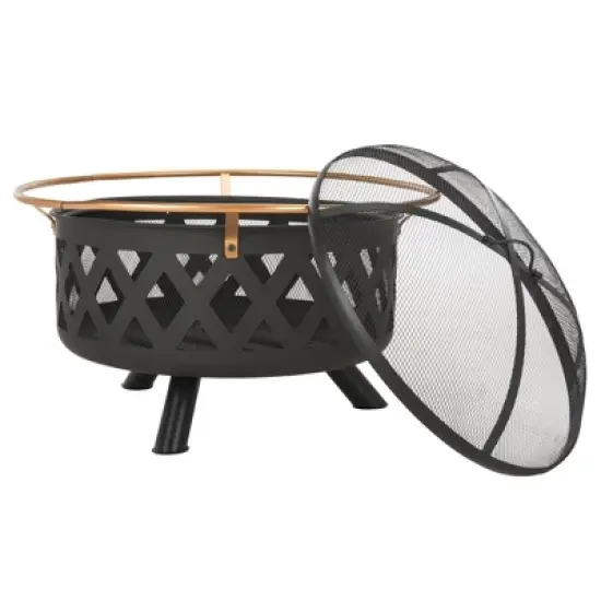 Bryce Round Outdoor Fire Pit - PIT2003 - Copper/Black - Safavieh image {2}