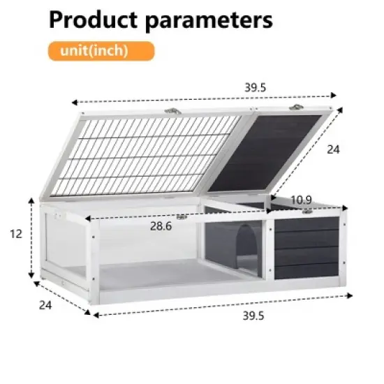 FDW Wooden Tortoise Habitat Large Transparent Tortoise Enclosure, Activity Area and Removable Tray for Small and Medium-Sized Animals,Gray image {6}
