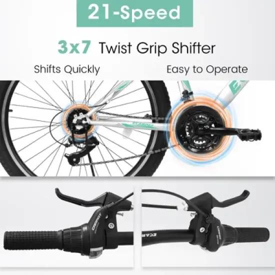 VASIP 26 Inch Mountain Bike for Women & Teens, 21-Speed Gears with V-Brakes, Front Suspension Fork,All-Terrain Bicycle for Teenager Girls,Purple image {2}