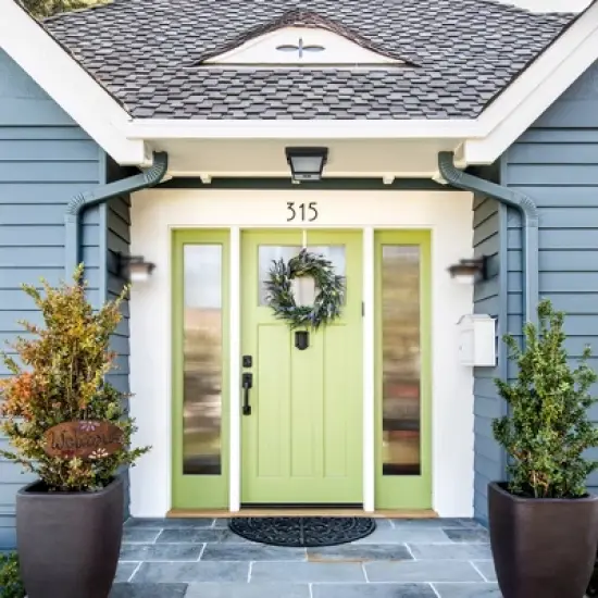 C Cattleya 2-Light Matte Black Motion Sensor Flush Mount Light with White Textured Glass image {4}