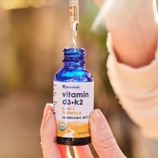 NativePath Vitamin D3+K2 - 1000IU with Organic MCT Oil, 1 Fl Oz, 30 Servings image {7}