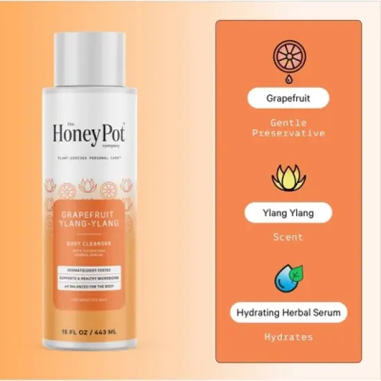 The Honey Pot Company, Grapefruit Ylang Ylang Hydrating Body Cleanser - 15 fl oz image {6}