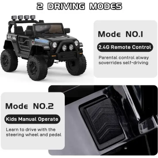 2-Seater Ride On Truck Car, 12V Electric Car for Kids Battery Powered Car w/Parent Remote Control image {5}