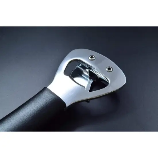 Heavy Duty Stainless Steel Bottle Opener, 5.9" Black Plastic Handle for Right-handed, Seki Japan image {4}