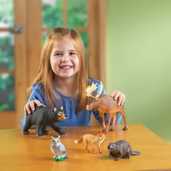 Learning Resources Jumbo Forest Animals I Bear, Moose, Beaver, Owl, and Fox, 5 Pieces, Ages 3+ image {3}
