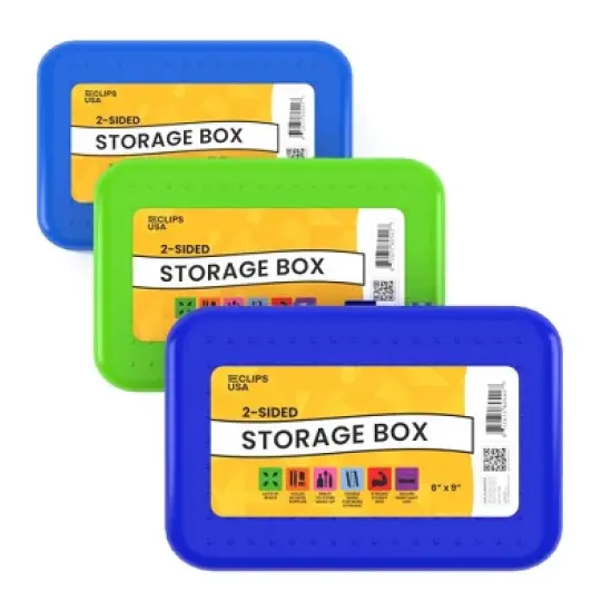 Double-Sided Jumbo Pencil Case - Plastic Student Organizer, 6 X 9 Inches, Assorted Colors (24 Packs) image {4}