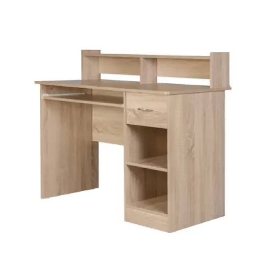 Essential Wood Computer Desk with Hutch - Onespace image {13}
