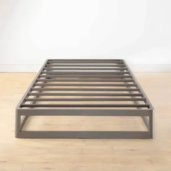 9" Metal Round Corner Platform Bed Frame Gray - Mellow image {2}