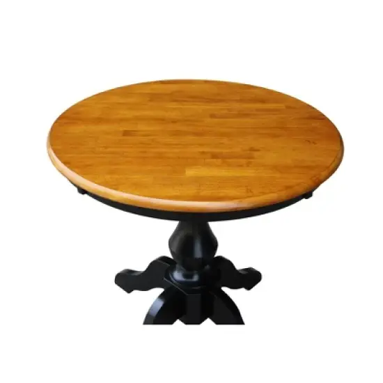 3pc 30" Clay Round Top Pedestal Table with 2 Chairs Dining Sets Black/Brown - International Concepts image {3}