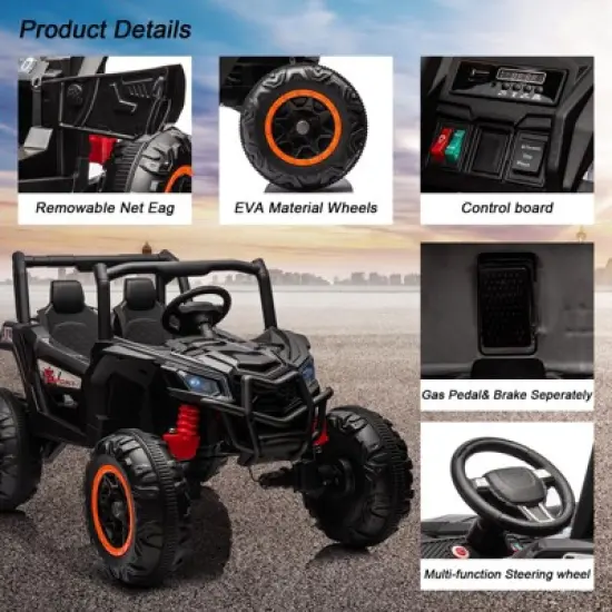 24V Kids Electric UTV - 4WD Ride-On Car with Parent Remote, LED Lights & Suspension | 110Lb Capacity, Ages 3-6 image {3}