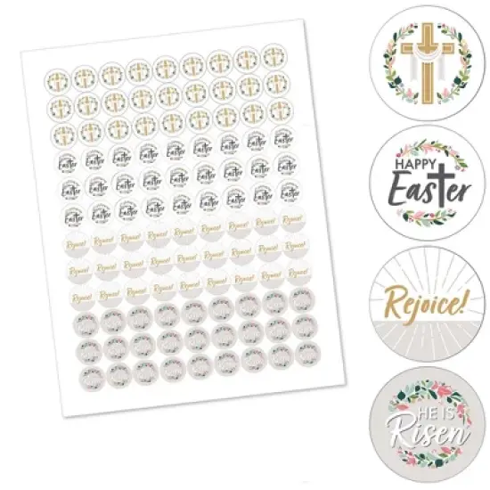 Big Dot of Happiness Religious Easter - Christian Holiday Party Round Candy Sticker Favors - Labels Fits Chocolate Candy (1 sheet of 108) image {1}