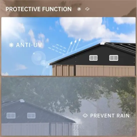 Storage Shed Outdoor with Floor Frame,Waterproof Metal Garden Sheds with Lockable Door Design and Sloping Roof,Outdoor Shed for Garden Backyard image {1}