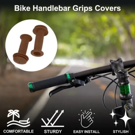 Unique Bargains Bike Handlebar Grips Covers 3.74" Brown 1 Pair image {1}