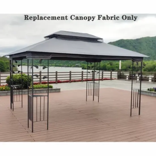 DOMETOUR 13x10 Ft Patio Double Roof Gazebo Replacement Canopy Top Fabric, Gray image {5}
