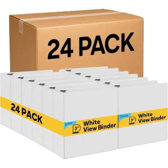 Inch Binders 3 Ring, White &frac12; Inch Round Ring Binder with Clear View Cover & 2 Inside Pockets, School Supplies Binders (24 PC) &ndash; by Enday image {2}