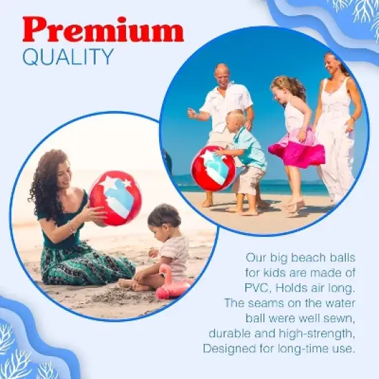 Patriotic Beach Ball - 2 pcs per pack - Inflatable Pool Floats and Pool Accessories, 4th of July Party Favors image {2}