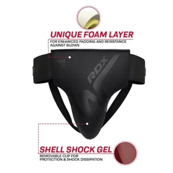 RDX Sports RDX T15 Noir Abdo Guard - Protective Gear, MMA, Boxing, Martial Arts, Groin Protector, High-Impact Resistance, Lightweight image {5}