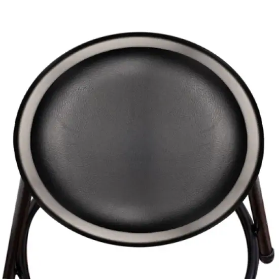 Set of 2 32"-39" Height Adjustable Heavy Duty Vinyl Padded Steel Accent Barstools with Backrest Black - Hampden Furnishings image {4}