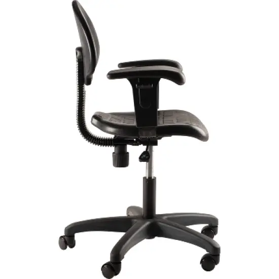 16"-21" Adjustable Height Polyurethane Task Office Chair with Arms Black- Hampden Furnishings image {2}
