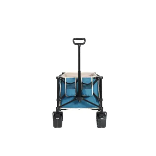 Foldable Extended Wagon with 220lbs Weight Capacity, Heavy Duty 300L Folding Utility Garden Cart Blue image {3}