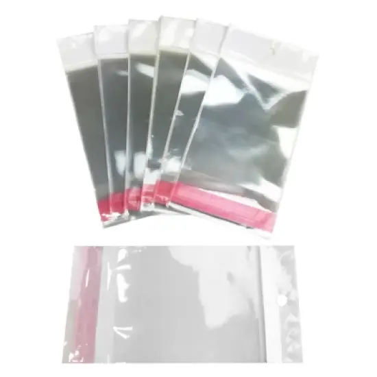 UOFFICE Pack of 1,000 Clear Resealable Cellophane Bags 3.1" x 5.9" with Hanging Header image {3}