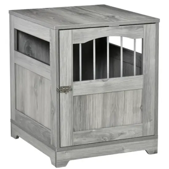 PawHut Furniture Stylish Dog Kennel, Wooden & Wire End Table with Lockable Door, Miniature Size Pet Crate Indoor Puppy Cage image {6}