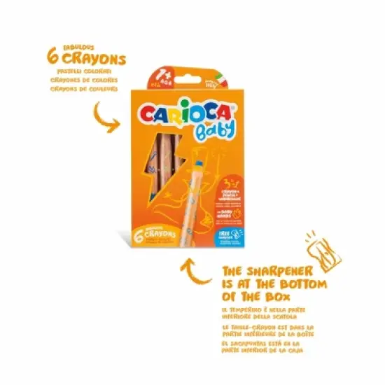 CARIOCA BABY Crayons 3 in 1 + Sharpener - 6 Pieces image {3}