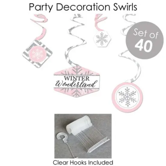 Big Dot of Happiness Pink Winter Wonderland - Holiday Snowflake Birthday Party and Baby Shower Supplies - Banner Decoration Kit - Fundle Bundle image {3}