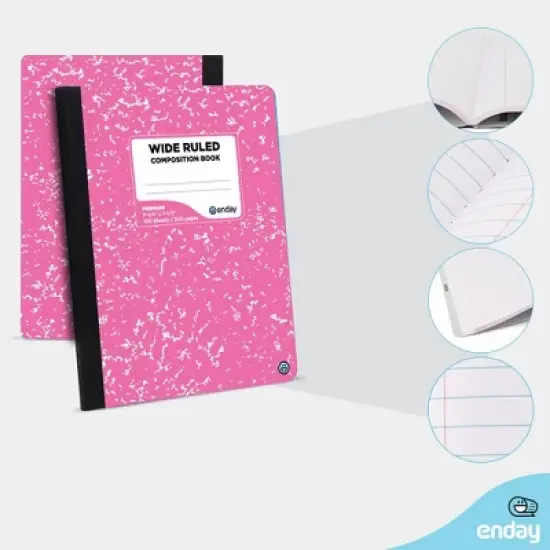 Enday Colored Marble Composition Notebook Wide Ruled - 100 Sheets image {2}
