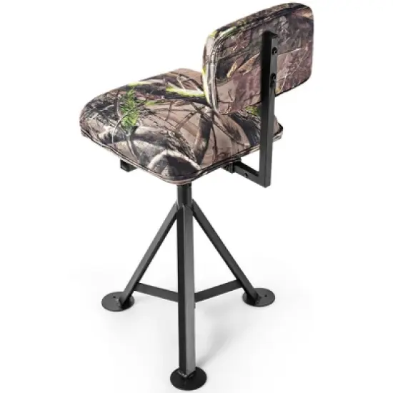 Costway Swivel Hunting Chair Tripod Blind Stool w/ Detachable Backrest Outdoor Camping image {5}