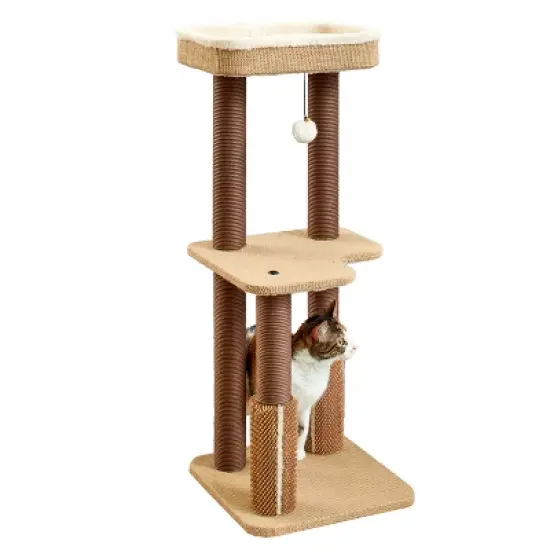 Two by Two Lansing - Beige Scratching Post Cat Furniture - 39.6 in. Tall image {15}