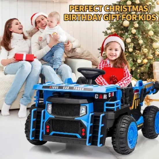 24V 2-Seat Kids R/C Dumper, Ride-on Electric Construction Vehicle with Shovel, Bluetooth, LED Lights and Shock Absorber image {4}