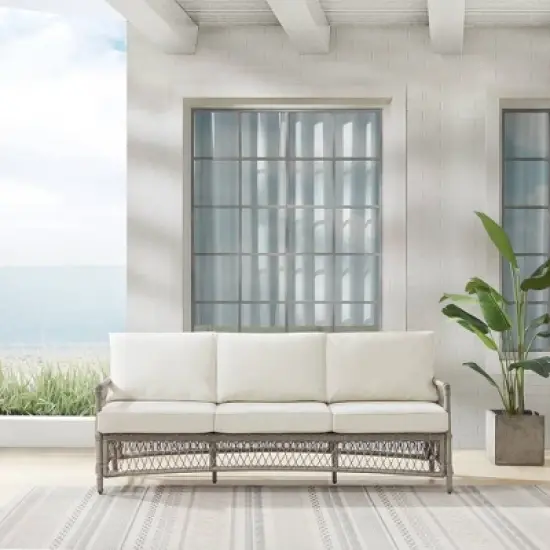 Thatcher Outdoor Steel Sofa Creme/Driftwood - Crosley image {2}