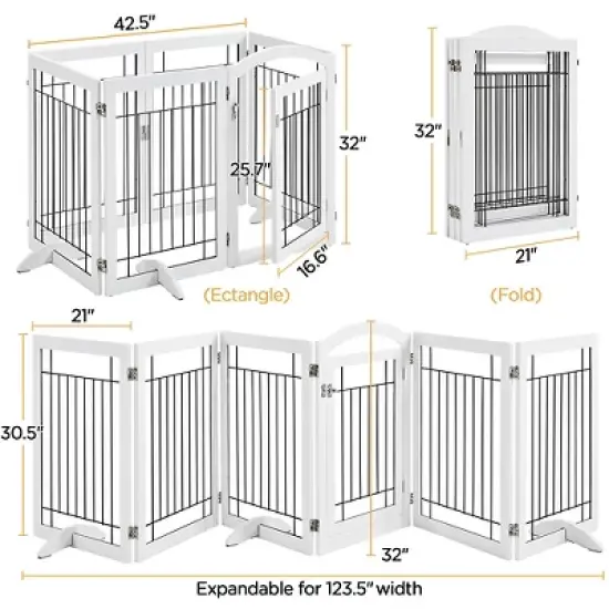 Yaheetech 32&Prime; H Pet Gate with Wood and Wire for Doorway image {3}