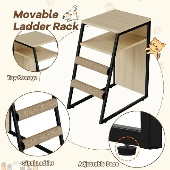 Cat Litter Box Enclosure, Double Cat House with Storage, Enclosed Litter Box Furniture with Ladder image {4}
