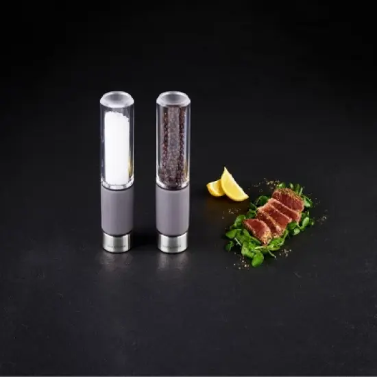 Cole & Mason 7.09" 2pc Acrylic/Steel/Cement Regent Gift Set Gray/Clear/Silver: Modern Salt & Pepper Mills, 2-Year Warranty image {2}
