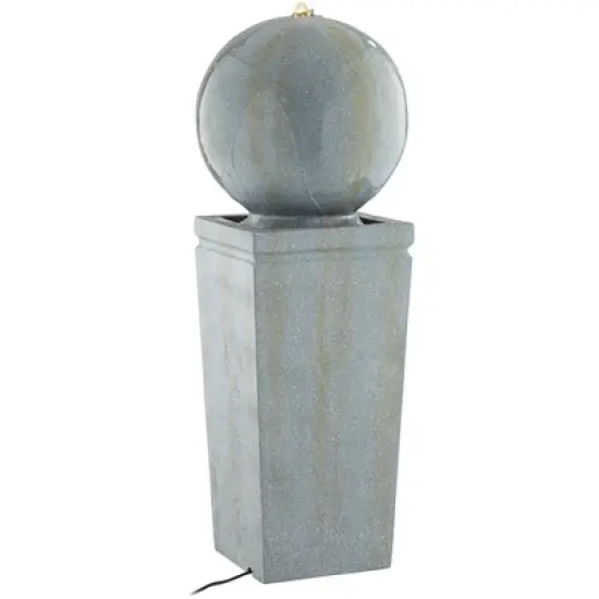 Ball and Pillar 34 1/4" High Large Modern Indoor Outdoor Decor Faux Stone Floor Fountain with Light LED Bubbler Outside Garden Patio image {5}