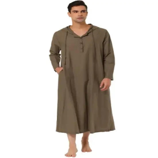 Lars Amadeus Men's Nightshirt Long Sleep Shirt Hooded Loungewear Nightgown Pajamas image {7}