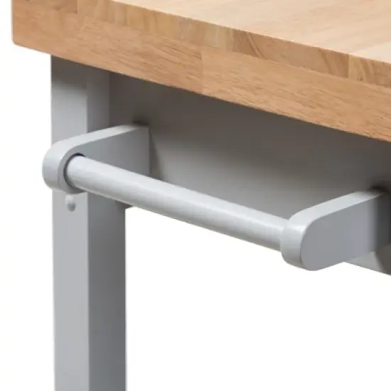 Hayward Coastal and Farmhouse Natural Wood Kitchen Cart White, Light Brown - Baxton Studio image {1}