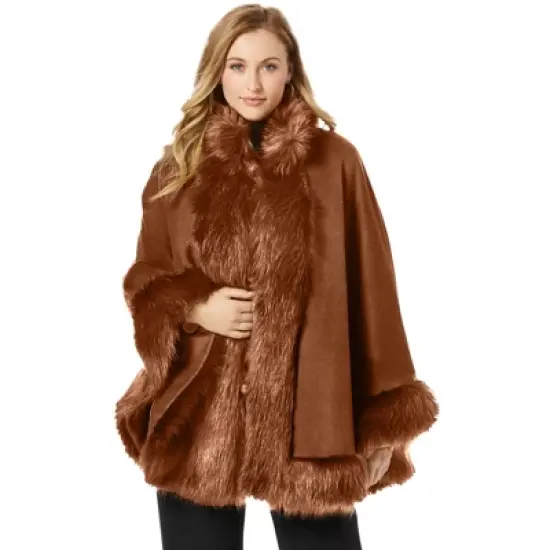 Jessica London Women&rsquo;s Plus Size Faux Fur Trim Cape image {5}