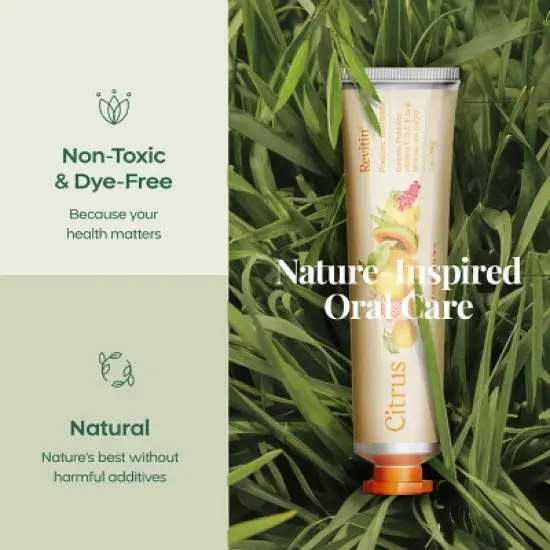 Fluoride-Free Prebiotic Toothpaste &ndash; Citrus Gel &ndash; Revitin &ndash; 3.4 oz (Pack of 3) image {5}