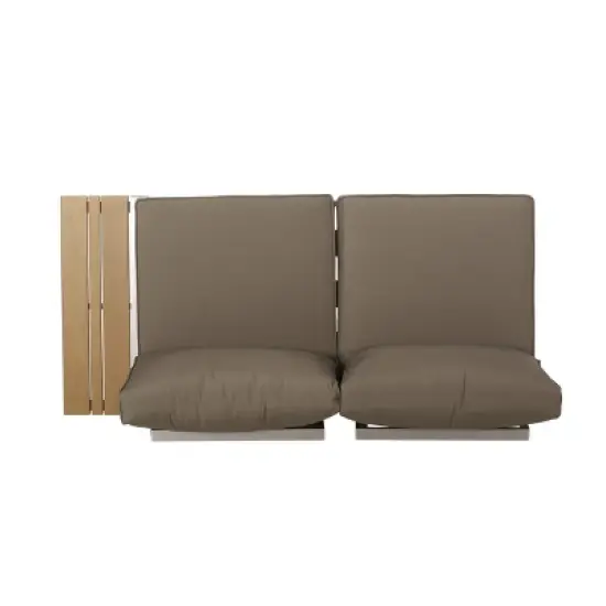 Sterling 4pc Outdoor Aluminum V Shaped 5 Seater Sofa with Cushions - Khaki/Natural - Christopher Knight Home image {9}
