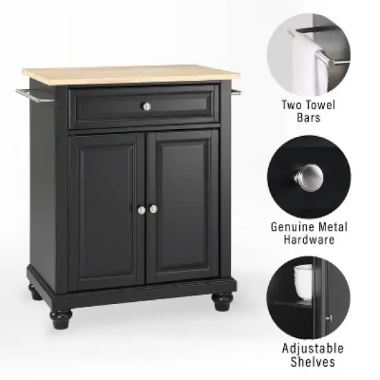 Cambridge Wood Top Portable Kitchen Island/Cart Black/Natural - Crosley image {4}
