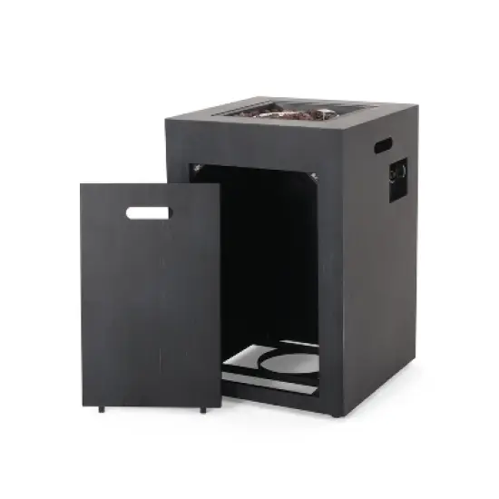 19.5 Inch Square Outdoor Fire Column with 30,000 BTU and Built In Propane Tank image {9}