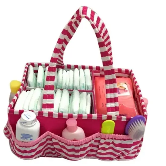 Bacati - Pin Stripes Fuschia Storage Caddy image {4}