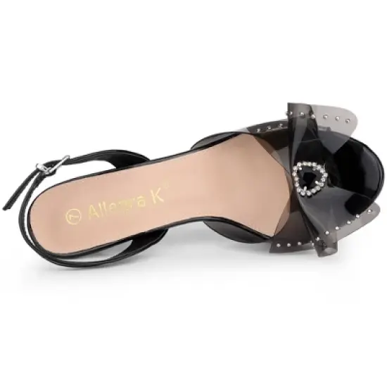 Allegra K Women's Slingback Rhinestone Open Toe Stiletto Heels Sandals image {3}