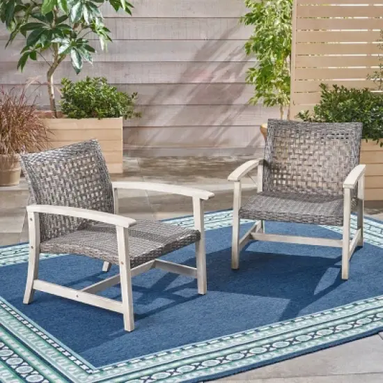 Antique Patio Arm Chair Set Of 2,High-quality Wicker Patio Chair With Acacia Wood Frame -Maison Boucle image {7}