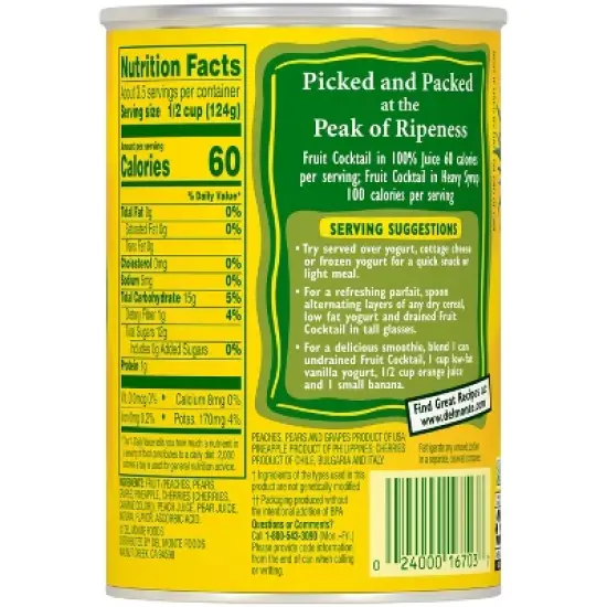 Del Monte Fruit Cocktail in 100% Real Juice - 15oz image {2}