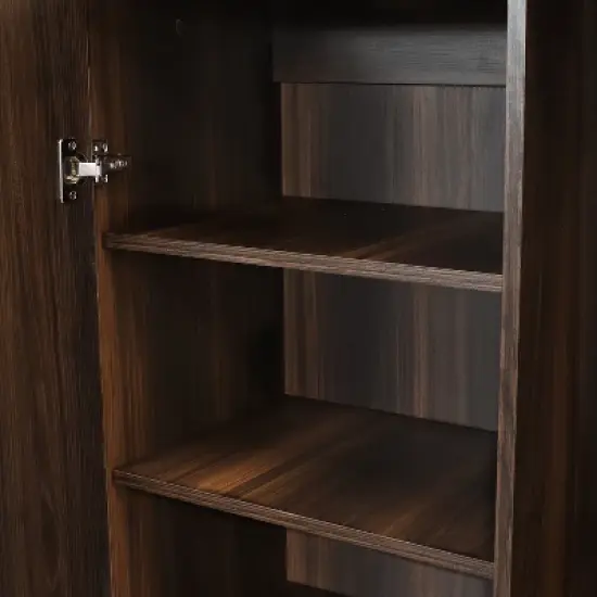 Sunnydaze Indoor Lavina Wine Cabinet with Glass and Bottle Storage Shelves - Coffee Brown image {8}